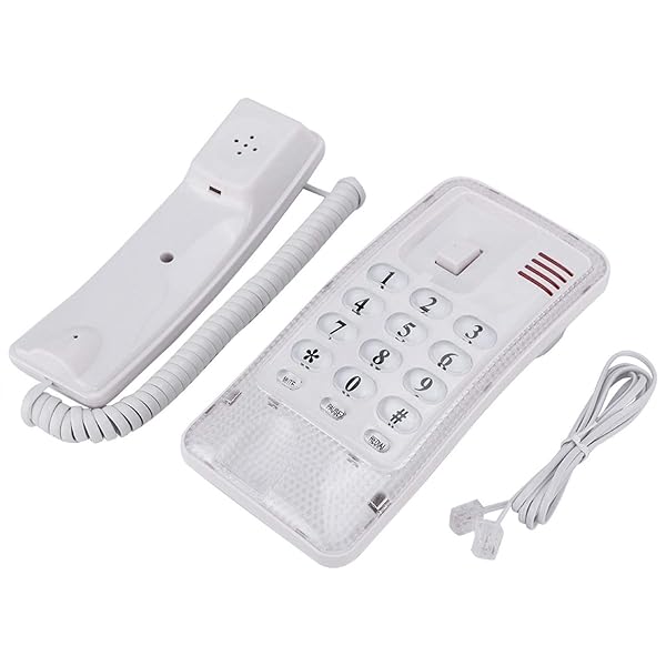 Diyeeni Mini Wall Phone Retro Landline Telephone with Flash and Mute Functions RJ45 Interface for Home Hotel and School White - View 8 of 9