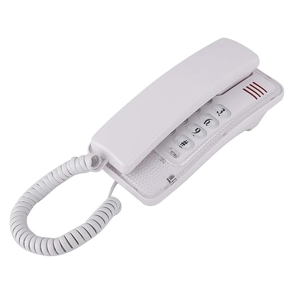 Mini Wall Phone Retro Landline Telephone with Flash and Mute Functions RJ45 Interface for Home Hotel and School White