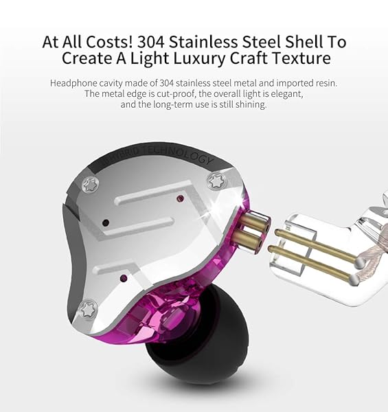 erjigo KZ ZS10 PRO High Fidelity Noise-Isolating Earbuds with Detachable Cable in Purple for Superior Sound Quality - View 6 of 11