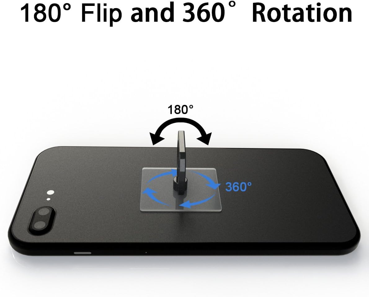 Attom Tech Transparent Phone Ring Holder Grip Tomorotec 360 Degree Rotation Clear Finger Ring Kick-Stand for iPhone 14 13 12 X Plus Galaxy S23 S22 Edge Black - View 4 of 6