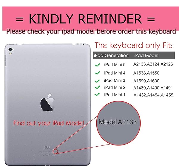 Lrufodya Lrufodya iPad Mini 4 Mini 5 Keyboard Case with Detachable Bluetooth Keyboard and Pen Holder Slim Auto Sleep Wake Cover Blue - View 3 of 10