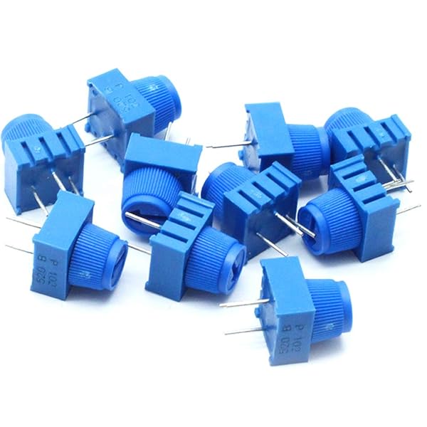 Sscon Sscon 10Pcs 1K Breadboard Trim Potentiometer with Knob 3386MP-102 Blue for Electronics Projects
