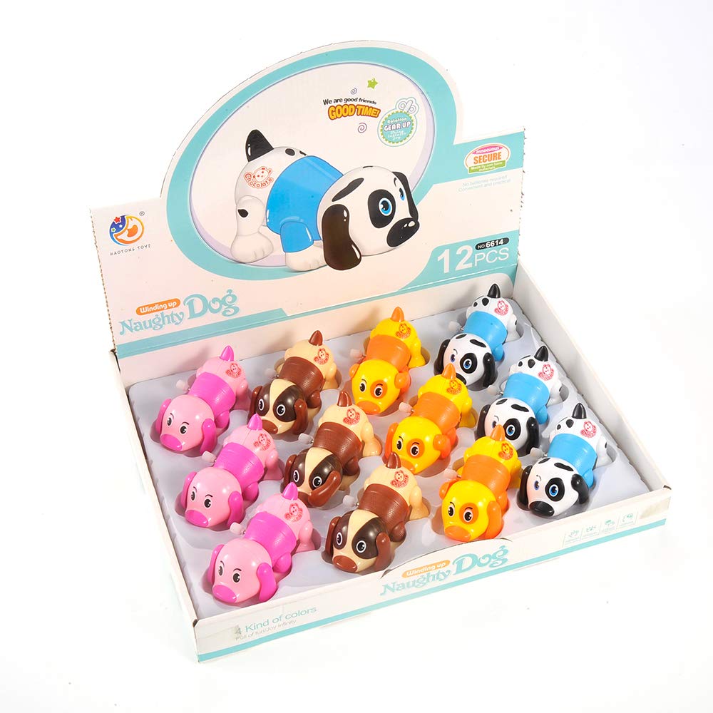 PowerTRC PowerTRC Wind-Up Colorful Dog Toys Set of 12 Miniature Fun Novelty Toys for Kids Party Favors and Gift Ideas