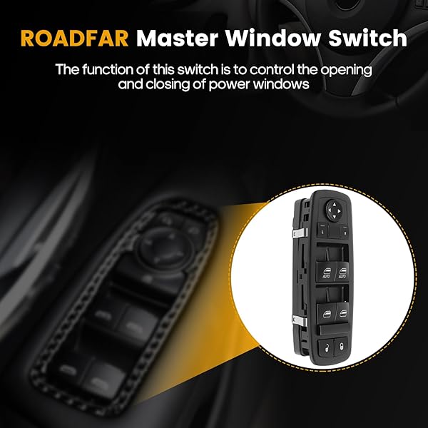 ROADFAR ROADFAR Front Driver Side Power Window Switch for 2011-2013 Dodge Durango - Fits 68086693AC - View 3 of 8