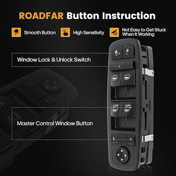 ROADFAR ROADFAR Front Driver Side Power Window Switch for 2011-2013 Dodge Durango - Fits 68086693AC - View 4 of 8