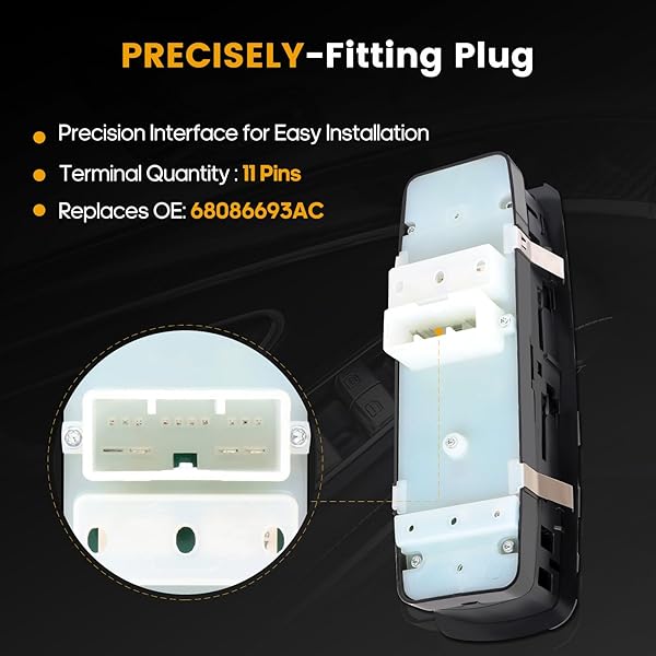 ROADFAR ROADFAR Front Driver Side Power Window Switch for 2011-2013 Dodge Durango - Fits 68086693AC - View 6 of 8