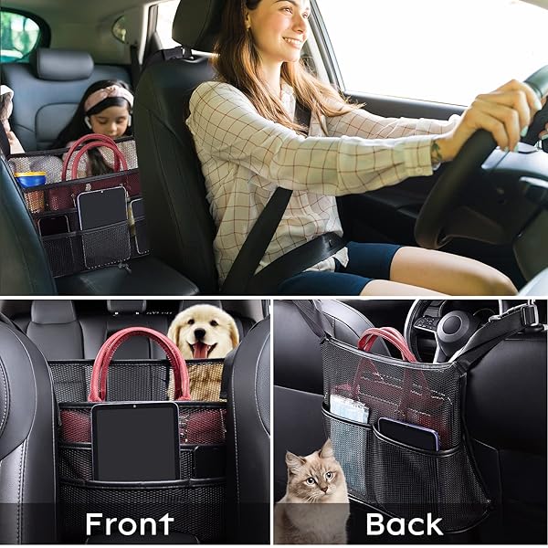 eing Car Seat Back Organizer: Large Capacity Storage for Purses, Kids & Pets - Essential Automotive Accessory - View 4 of 8
