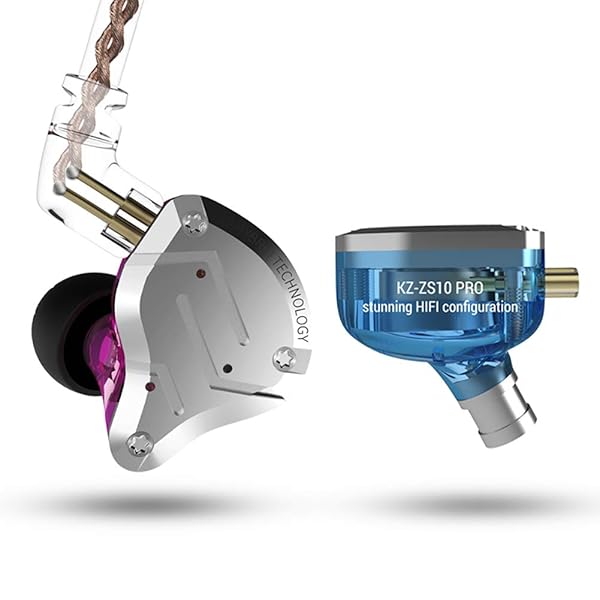 erjigo KZ ZS10 PRO High Fidelity Noise-Isolating Earbuds with Detachable Cable 2Pin 0.75mm Blue for Superior Sound Quality - View 8 of 10