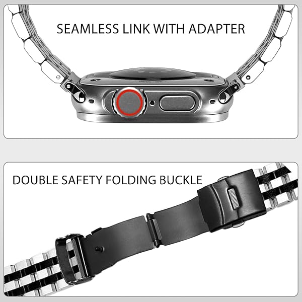 Juntan Juntan Stainless Steel Apple Watch Ultra Band 49mm-38mm for Men & Women - Compatible with Series 9, 8, 7, 6, 5, 4, 3, 2, 1 & SE - View 3 of 9
