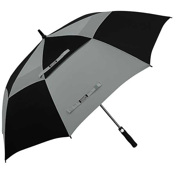 G4Free 62 Inch Automatic Open Golf Umbrella Extra Large Windproof Waterproof Double Canopy Black Grey