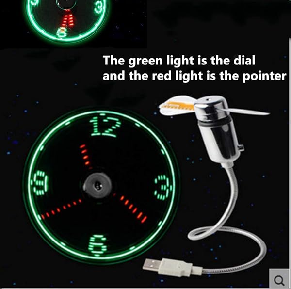 Kbinter Kbinter Mini USB LED Clock Fan: Quiet Gooseneck Cooling Fan with Real-Time Display for Home, Office & Travel - View 4 of 9