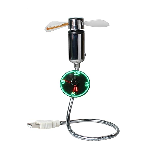Kbinter Kbinter Mini USB LED Clock Fan: Quiet Gooseneck Cooling Fan with Real-Time Display for Home, Office & Travel - View 2 of 9