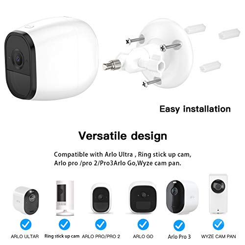 Koroao Koroao Indoor Outdoor Security Wall Mount for Arlo Pro Arlo Pro 2 Arlo Pro 3 Arlo Ultra Wyze Cam Pan 3 Pack White - View 8 of 8