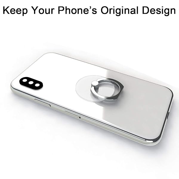 Attom Tech Transparent Phone Ring Holder Grip 360 Degree Free Rotation, Clear Cell Phone Finger Ring Kick-Stand Compatible with iPhone X 8 7 Plus 6S 6 5s 5 SE, Galaxy S9 S8 S7 S6 Edge (Silver) - View 3 of 7