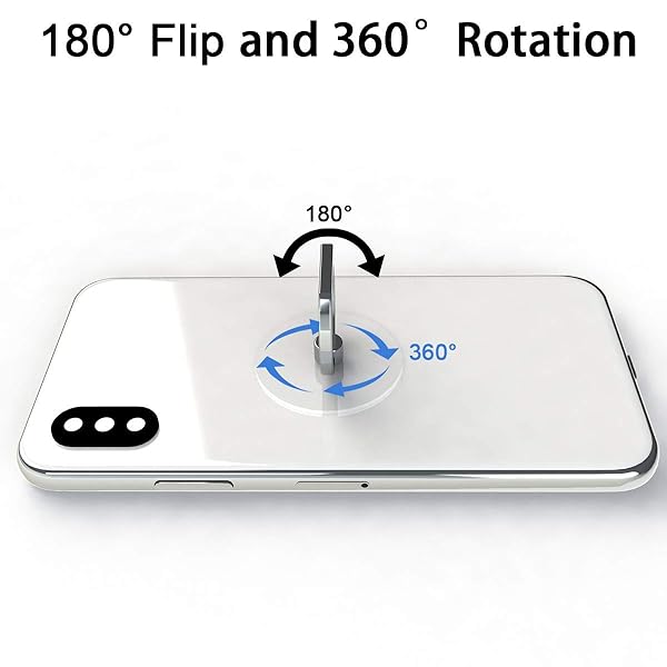 Attom Tech Transparent Phone Ring Holder Grip 360 Degree Free Rotation, Clear Cell Phone Finger Ring Kick-Stand Compatible with iPhone X 8 7 Plus 6S 6 5s 5 SE, Galaxy S9 S8 S7 S6 Edge (Silver) - View 5 of 7