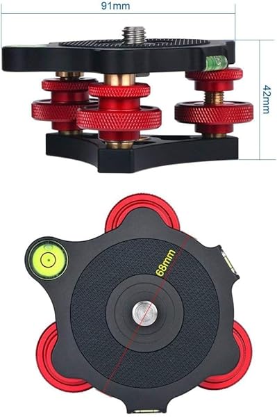 koolehaoda Koolehaoda Leveler Leveling Base with Bubble Level and 3/8 inch Screw, 3 Dials with +/-5 Degree Precision Adjustment, Aluminum Alloy Construction for Camera Tripod - View 4 of 7