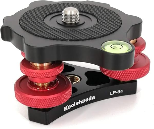 koolehaoda Koolehaoda Leveler Leveling Base with Bubble Level and 3/8 inch Screw, 3 Dials with +/-5 Degree Precision Adjustment, Aluminum Alloy Construction for Camera Tripod - View 5 of 7