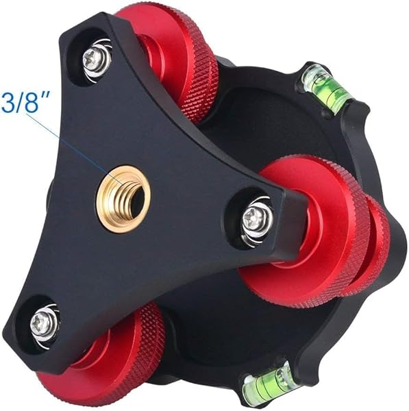 koolehaoda Koolehaoda Leveler Leveling Base with Bubble Level and 3/8 inch Screw, 3 Dials with +/-5 Degree Precision Adjustment, Aluminum Alloy Construction for Camera Tripod - View 7 of 7