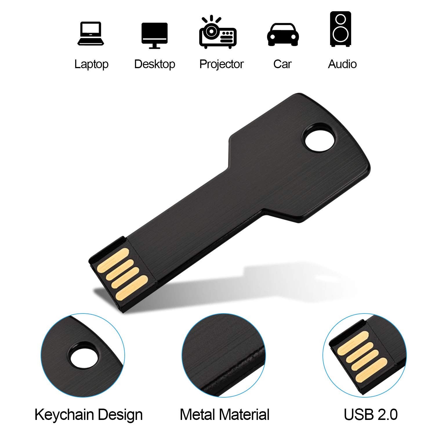 RAOYI 10 Pack 32GB USB Flash Drive Metal Key Shape Memory Stick Black for Fast Data Storage and Transfer - View 2 of 9