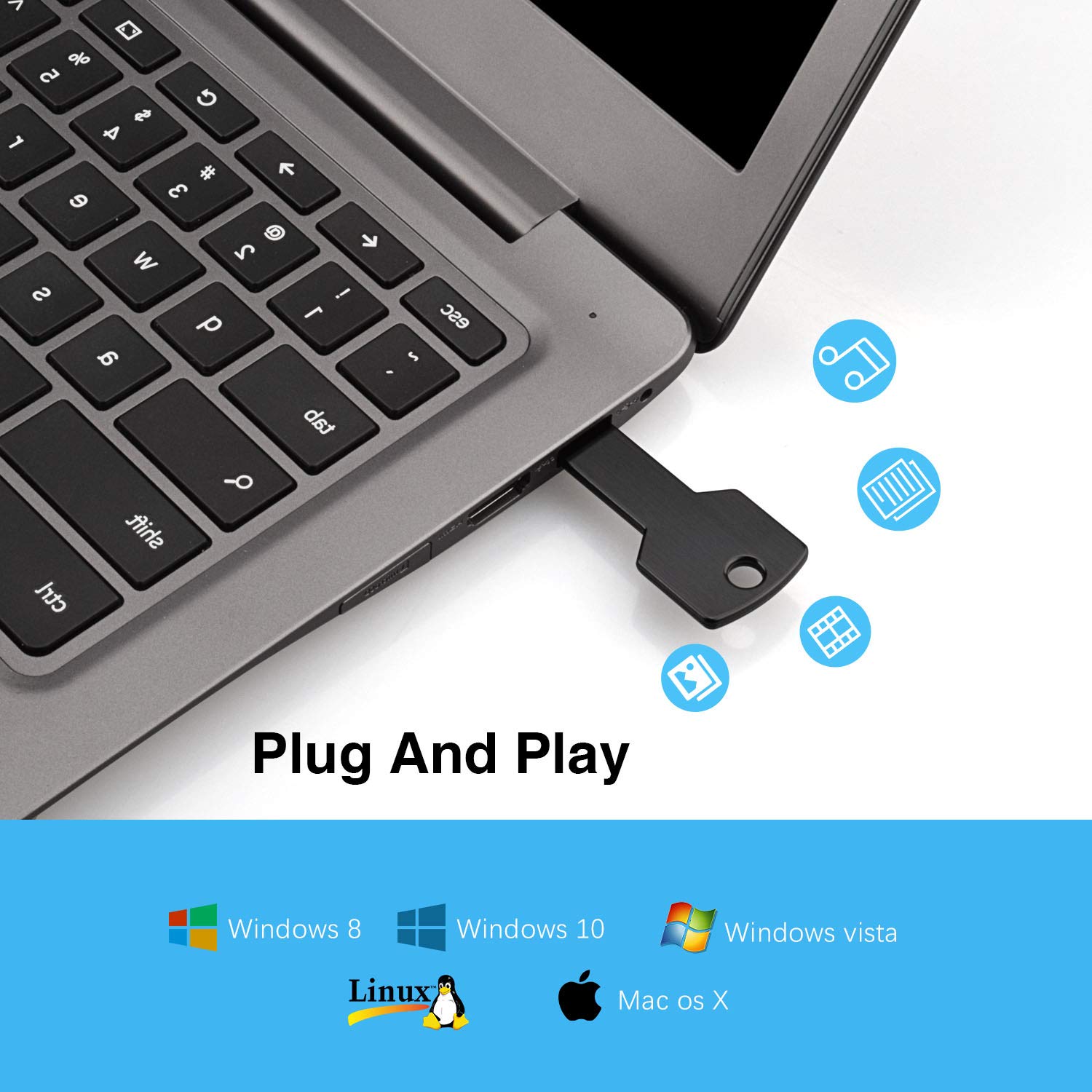 RAOYI 10 Pack 32GB USB Flash Drive Metal Key Shape Memory Stick Black for Fast Data Storage and Transfer - View 5 of 9