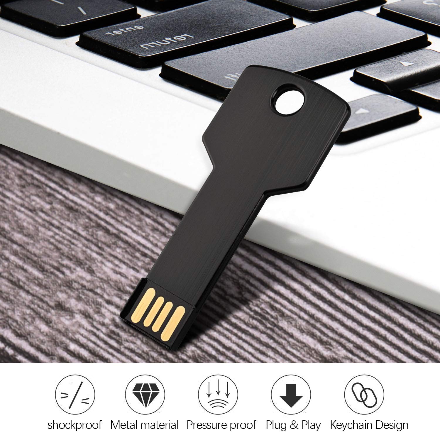 RAOYI 10 Pack 32GB USB Flash Drive Metal Key Shape Memory Stick Black for Fast Data Storage and Transfer - View 7 of 9