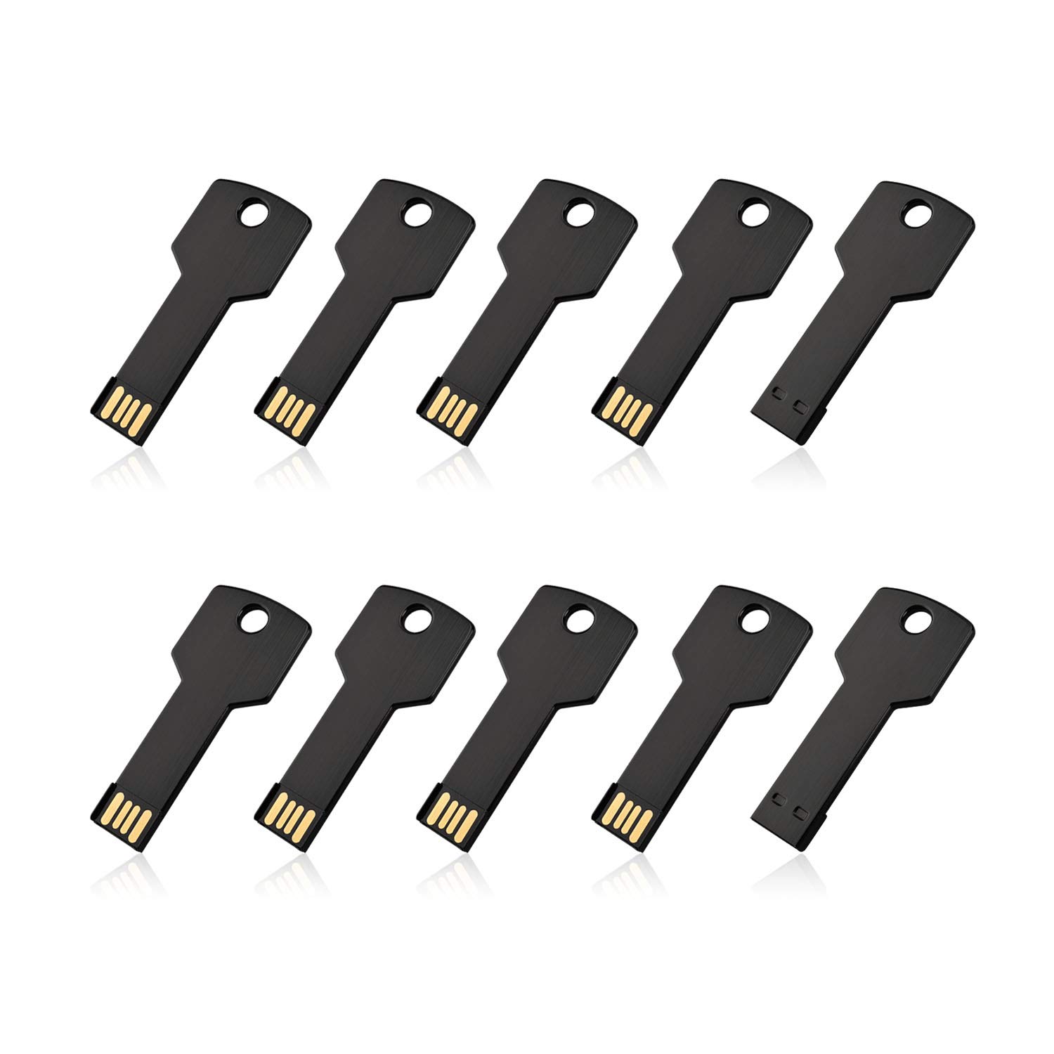 RAOYI 10 Pack 32GB USB Flash Drive Metal Key Shape Memory Stick Black for Fast Data Storage and Transfer