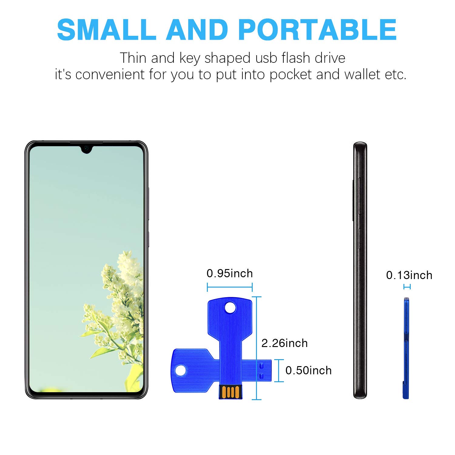 RAOYI 10 Pack 32GB USB Flash Drive Metal Key Shape Blue Memory Stick Thumb Drive USB 2.0 - View 7 of 9