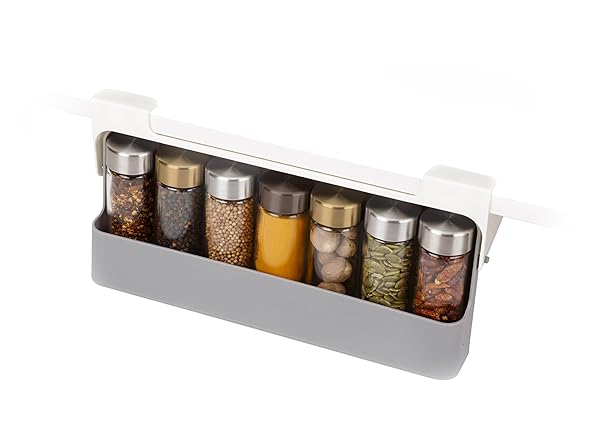 Joseph Joseph Joseph Joseph Spice Rack Organizer: Under-Shelf Storage Solution for Spices in Grey