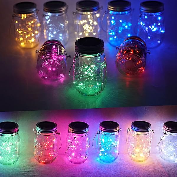 StarryMine StarryMine Solar Mason Jar Lights 8 Pack Waterproof Fairy String Lights for Patio Garden Wedding Decoration 10 LED 8 Colors - View 3 of 8