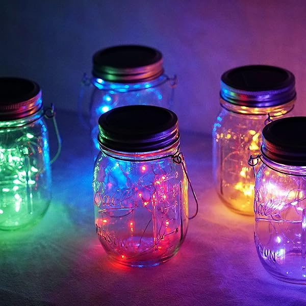 StarryMine StarryMine Solar Mason Jar Lights 8 Pack Waterproof Fairy String Lights for Patio Garden Wedding Decoration 10 LED 8 Colors - View 4 of 8