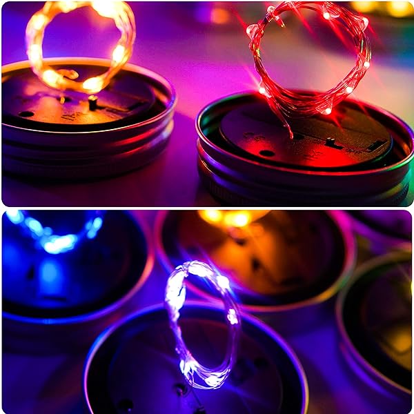 StarryMine StarryMine Solar Mason Jar Lights 8 Pack Waterproof Fairy String Lights for Patio Garden Wedding Decoration 10 LED 8 Colors - View 6 of 8