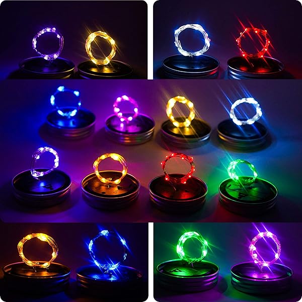 StarryMine StarryMine Solar Mason Jar Lights 8 Pack Waterproof Fairy String Lights for Patio Garden Wedding Decoration 10 LED 8 Colors - View 7 of 8