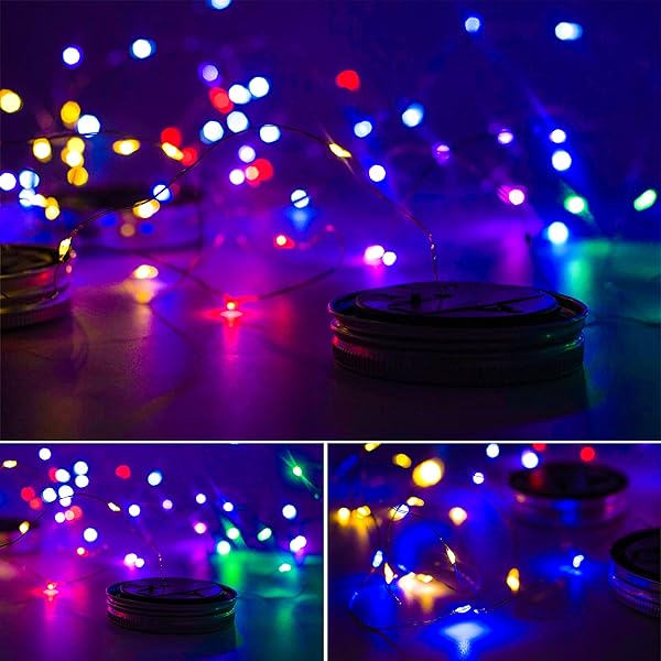 StarryMine StarryMine Solar Mason Jar Lights 8 Pack Waterproof Fairy String Lights for Patio Garden Wedding Decoration 10 LED 8 Colors - View 8 of 8