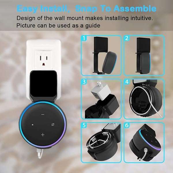 Maxonar Maxonar Echo Dot Wall Mount Holder: Space-Saving Accessory with Cable Management for 3rd Gen Smart Speakers - View 8 of 9