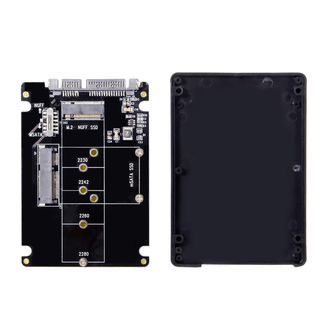 Cablecc M.2 NGFF B-Key & mSATA to SATA 3.0 Adapter Case with Switch - Fast SSD Conversion