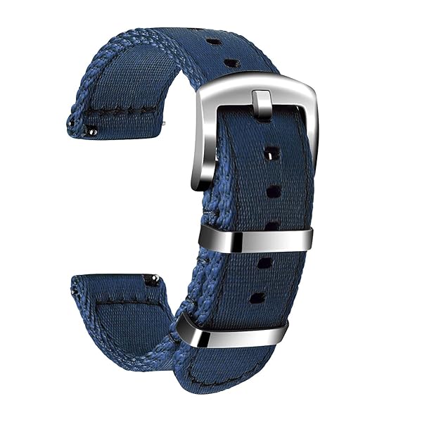 ULLCHRO ULLCHRO Nylon Watch Strap Replacement - Military Canvas Band for Men & Women, 22mm Navy Blue with Stainless Steel Buckle