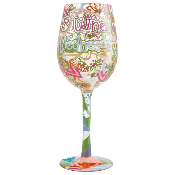 Enesco Enesco Lolita Wednesday Artisan Hand-Painted Wine Glass - Unique Multicolor Design, Perfect Gift!