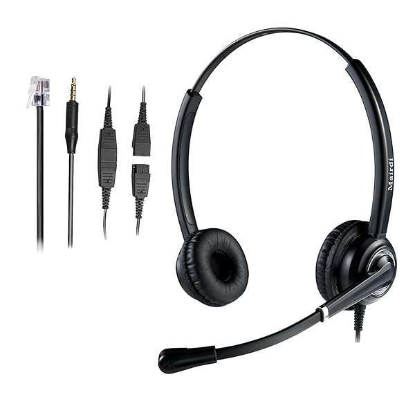 MAIRDI Noise-Canceling Telephone Headset RJ9 & 3.5mm for Call Centers, PCs, Laptops & Phones