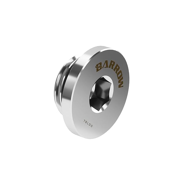 Barrow Barrow G1/4 Thin Stop Plug Fitting Internal Hex Socket Silver Shiny for Efficient Fluid Control