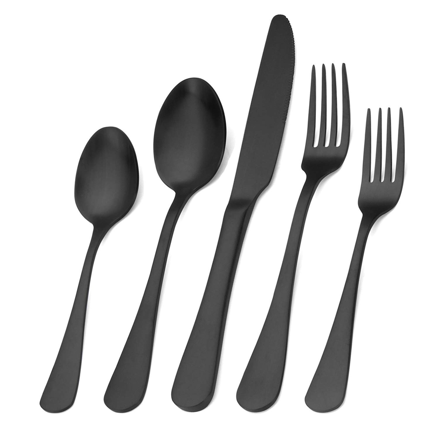 sharecook SHARECOOK Matte Black Silverware Set 40 Piece Satin Finish Stainless Steel Flatware Service for 8 Dishwasher Safe Kitchen Utensil Set