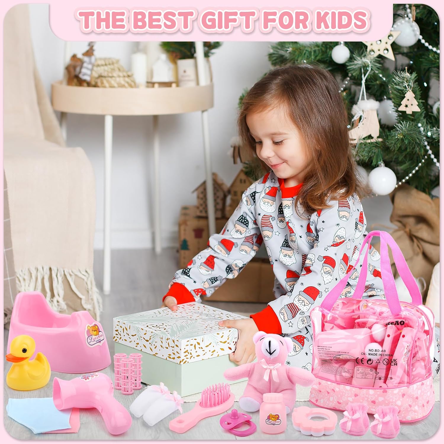 deAO deAO 40 Piece Baby Doll Accessories Set with Feeding Clothes Bath Toys and More for Nurturing Pretend Play Fun for Kids - View 6 of 9