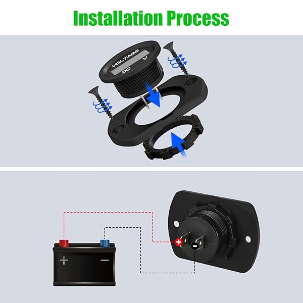 Linkstyle Linkstyle 12V DC Volt Meter Waterproof LED Digital Voltage Gauge Panel Mount for Car Boat Marine Motorcycle Truck RV ATV UTV - View 3 of 5