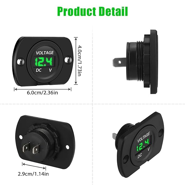 Linkstyle Linkstyle 12V DC Volt Meter Waterproof LED Digital Voltage Gauge Panel Mount for Car Boat Marine Motorcycle Truck RV ATV UTV - View 4 of 5