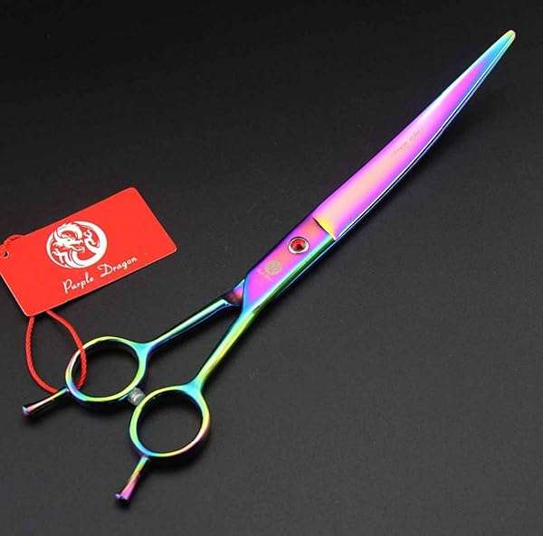Purple Dragon "Purple Dragon 8.0" Titanium Pet Grooming Scissors Set - Straight, Thinning & Curved Shears for Dogs & Cats with Carry Bag" - View 3 of 8