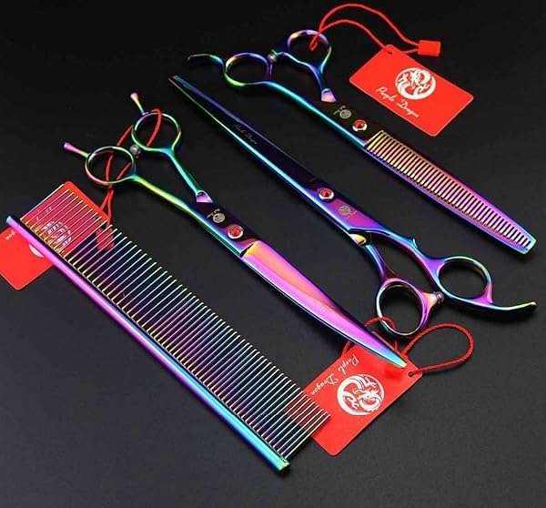 Purple Dragon "Purple Dragon 8.0" Titanium Pet Grooming Scissors Set - Straight, Thinning & Curved Shears for Dogs & Cats with Carry Bag" - View 6 of 8