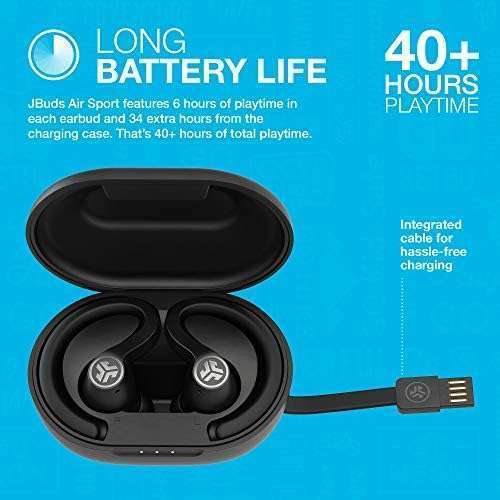 JLab JLab JBuds Air Sport: True Wireless Bluetooth Earbuds with IP66 Sweat Resistance & 3 EQ Settings - View 8 of 9
