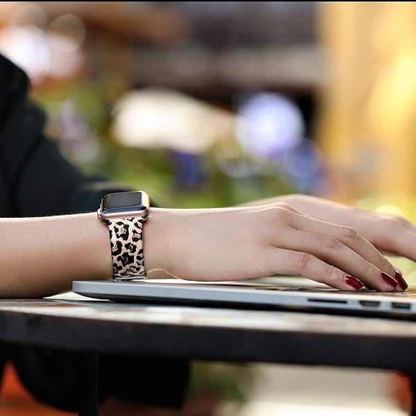 Laffav Laffav Soft Silicone Leopard Print Apple Watch Band 42mm 41mm 40mm 38mm for Men and Women Compatible with Series 10 9 8 7 6 5 4 3 2 1 SE - View 6 of 9