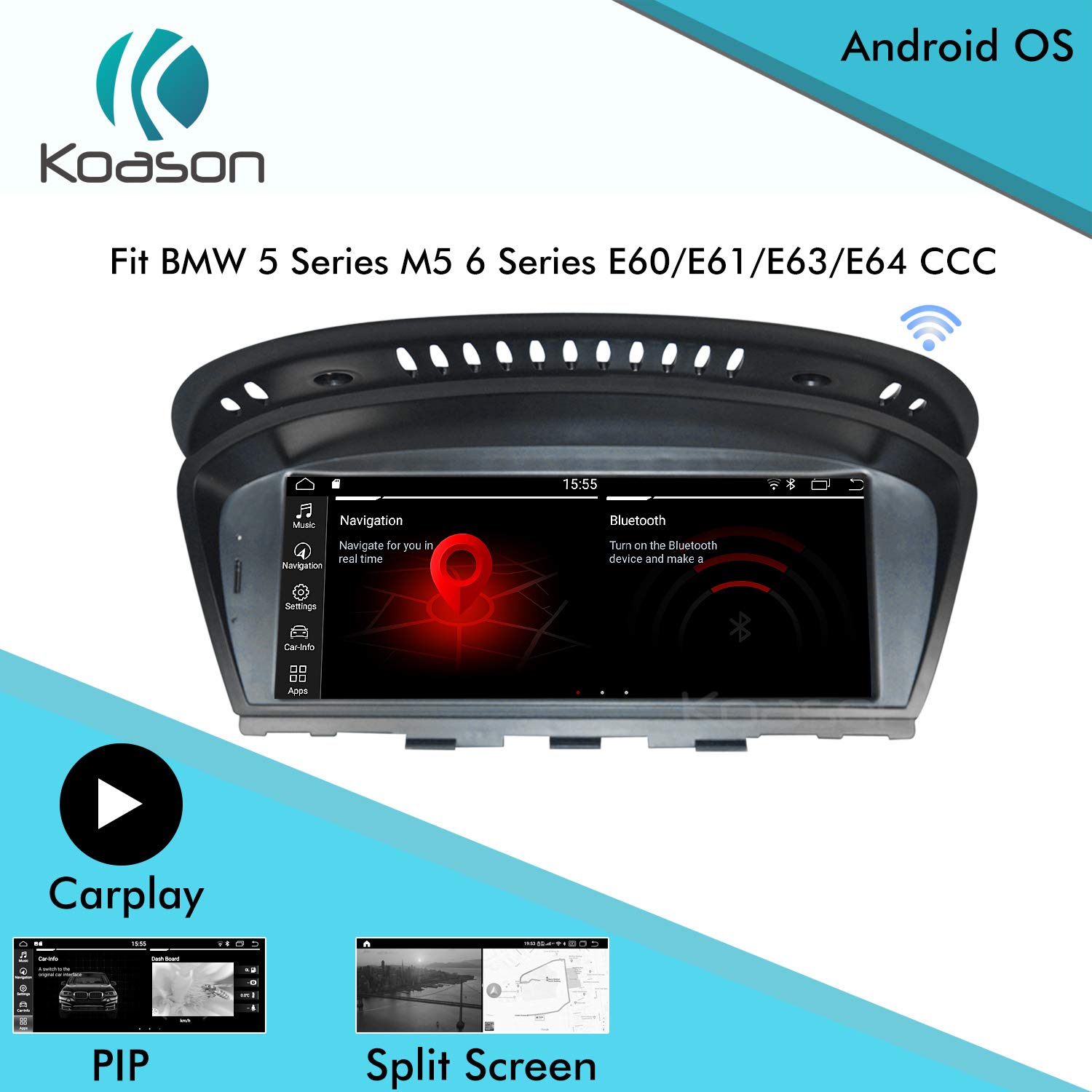 Koason Android 8.8 Inch Display Monitor Auto Audio Stereo Multimedia GPS for BMW 3 5 Series E60 E61 E63 E90 2007 to 2010 CCC - View 7 of 7