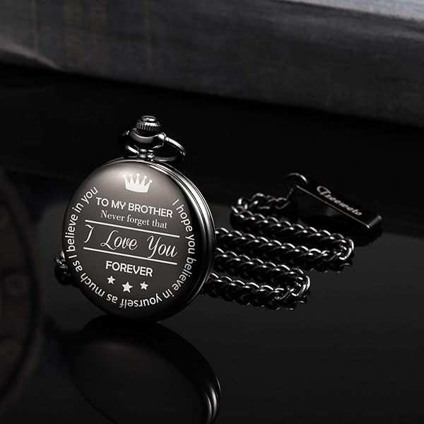 TREEWETO TREEWETO Men's Pocket Watch Engraved Gift for Brother Perfect Christmas Present - View 6 of 7