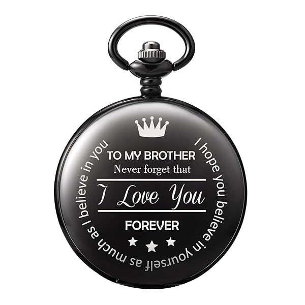 TREEWETO Men's Pocket Watch Engraved Gift for Brother Perfect Christmas Present